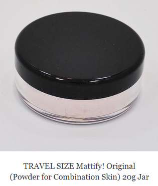 travel size products miniature makeup Mattify cosmetics original matte invisible oil control powder for oily skin and combination skin to prevent acne blackheads and get clear skin no makeup look 