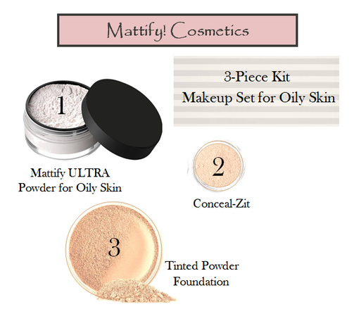 products for oily skin by mattify cosmetics all natural foundation for acne prone skin ultra matte powder primer plus concealer full makeup kit 