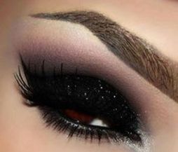 Sparkly black eyeshadow look new smoky eye purple cut crease sexy holiday makeup looks for winter shiny wet look long lasting eyeshadow Mattify cosmetics natural mineral eye makeup look for a holiday party NYE 